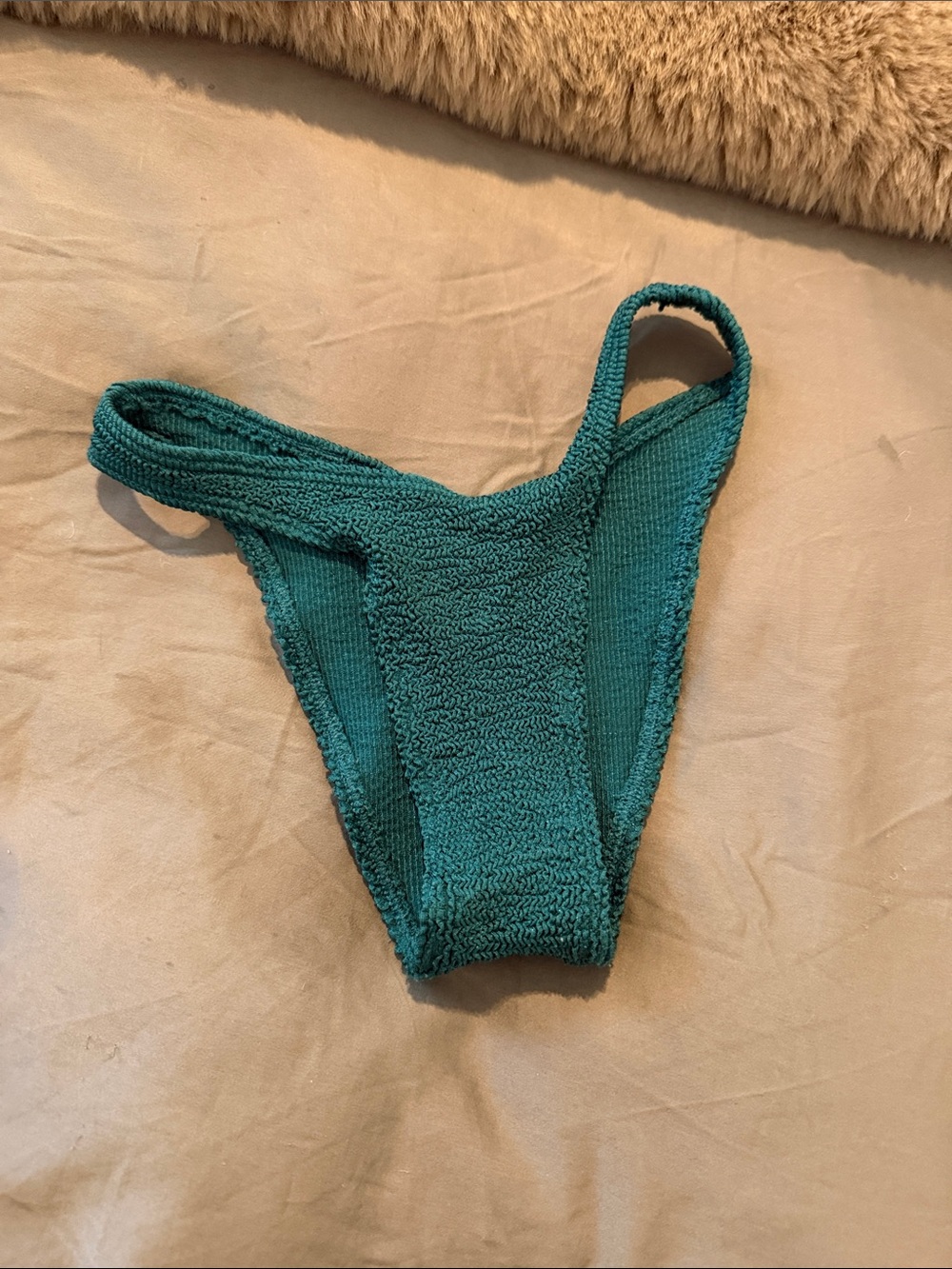bond-eye Teal Textured High-Cut Bikini Bottom